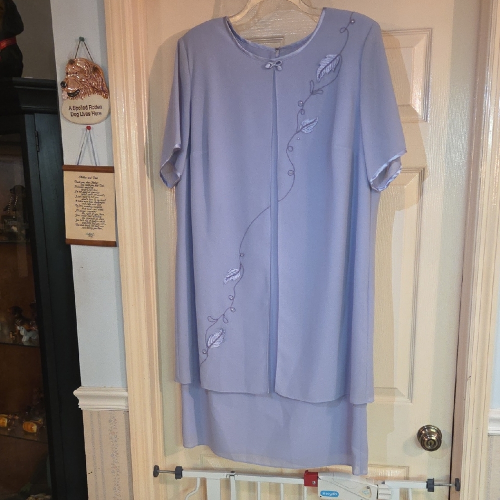 Studio 1 Lavender Embroidered Short-Sleeve Women’s Dress